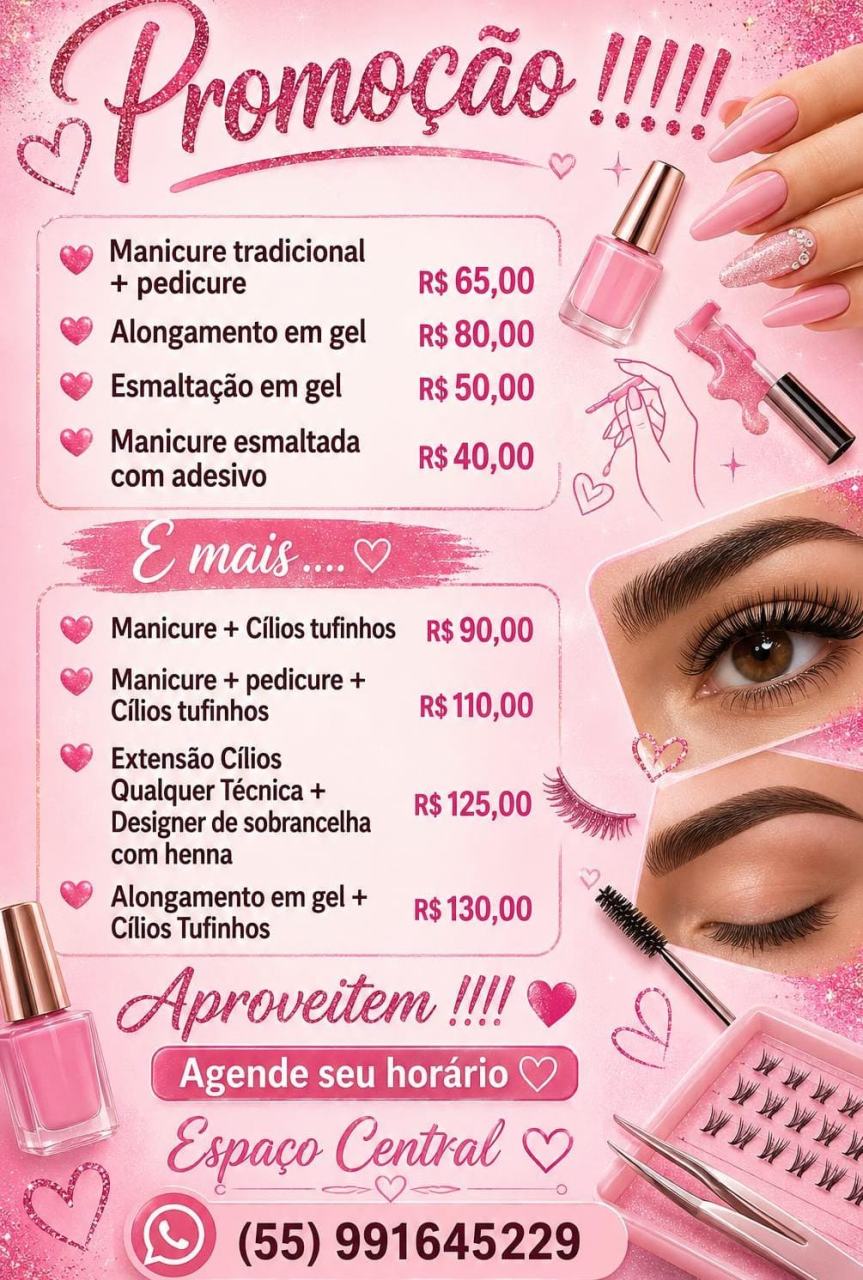 Extensão De Cílios , Manicure, Pedicure, Alongamento Em Gel, Designer De Sobrancelhas Com Henna